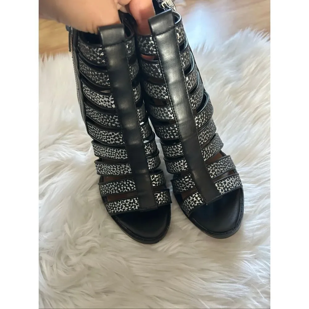 Dolce Vita Sparkling Gladiator Sandal 4 inch Heel Black Size 7 black sexy going